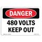 Signmission Safety Sign, OSHA Danger, 7" Height, 10" Width, Aluminum, 480 Volts Keep Out, Landscape OS-DS-A-710-L-1954 - alternate 1
